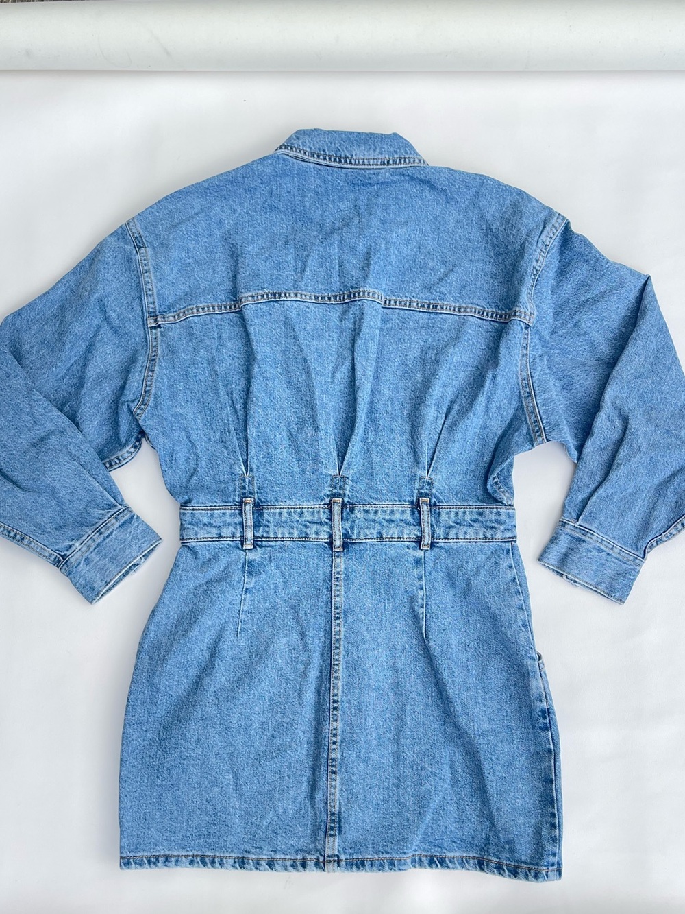ZARA MINI DENIM SHIRT DRESS BLOGGER 8197/081 BLUE SZ M NEW Jumpsuit - Picture 6 of 7